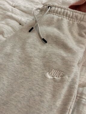 Nike Cream Elastic Waist Sweatpants with White Logo